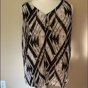 2xl Sleeveless black/beige blouse